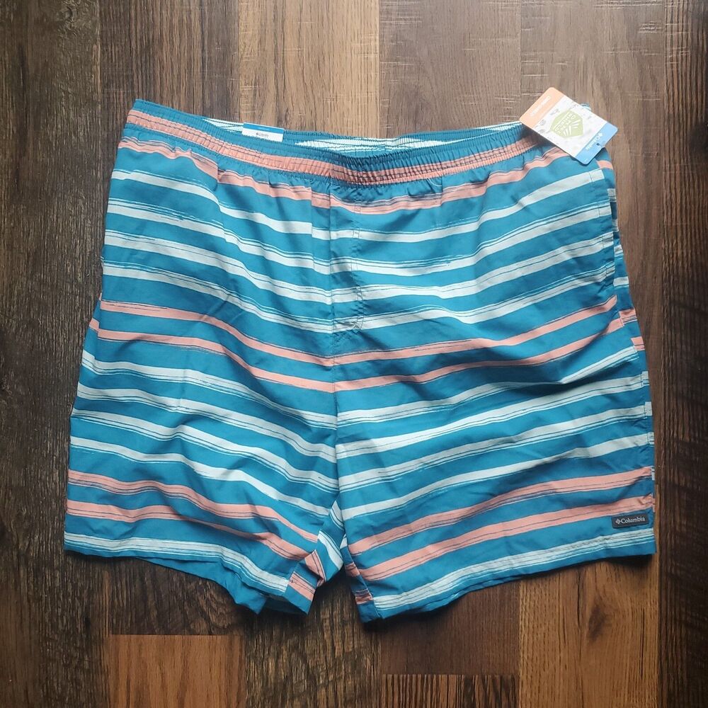 Columbia Men's Big Dipper Water Shorts Blue Size XX-Large Marine Stripe Mesh NWT